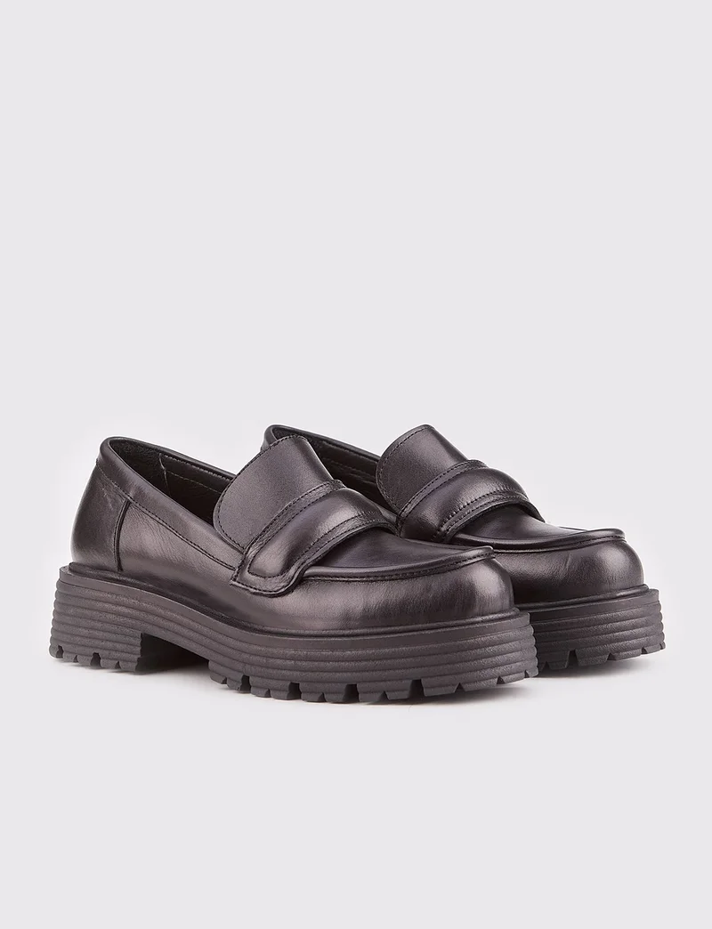 Cabani Genuine Leather Belt Detailed Black Women's Casual Shoes