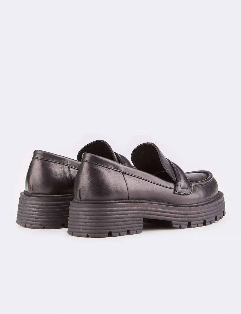 Cabani Genuine Leather Belt Detailed Black Women's Casual Shoes