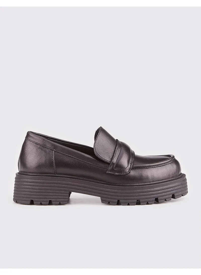 Cabani Genuine Leather Belt Detailed Black Women's Casual Shoes