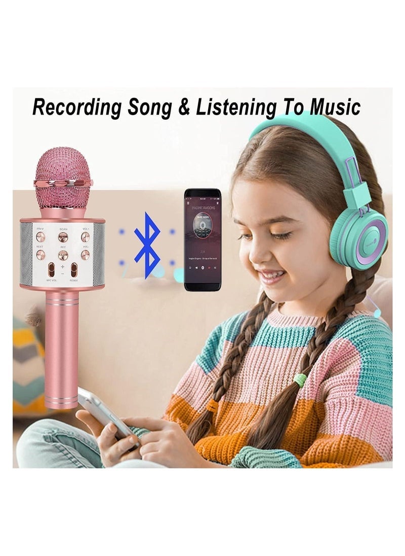 Toys For 7 8 9 10 11 Years Old Girls,Best Present Gifts For 6-15 Years Old Girl Boy,Bluetooth Wireless Karaoke Machine, Party Favor for Teen Boys Girls Toys Age 4-12 Gifts Toys for Teens Boy Rose Gold
