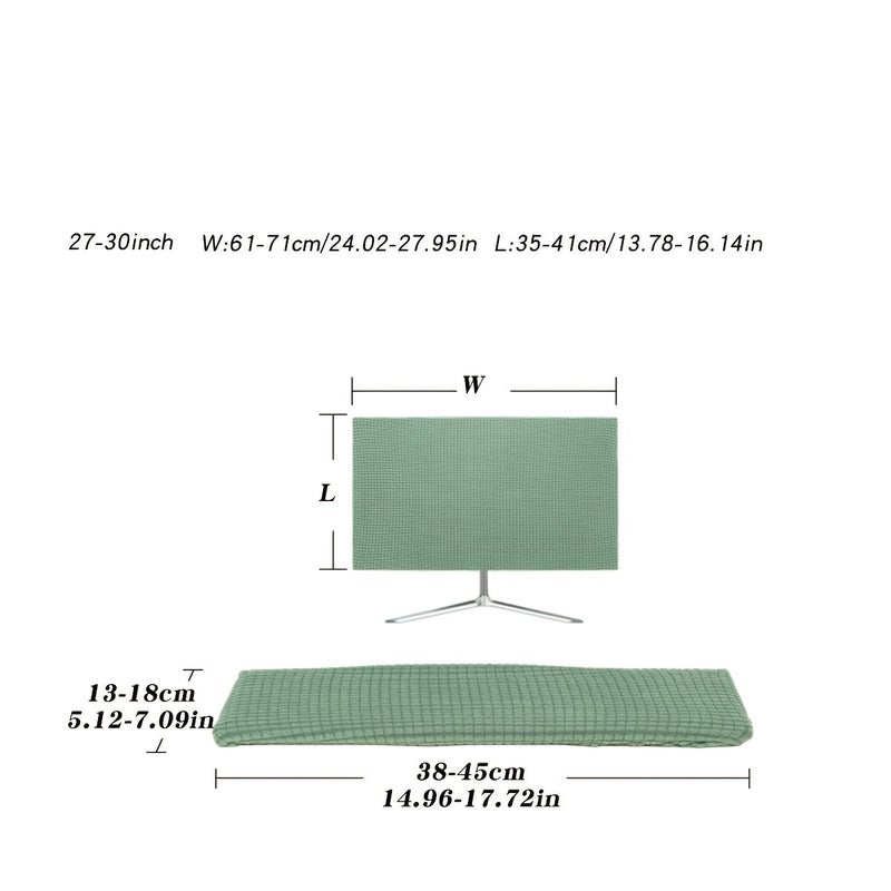 Desktop Computer Monitor Dust Cover 3Pcs Including 1 Monitor Cover 1 Keyboard Cover 1 Thank You Card Easy To Install Solid Color Screen Protector For 24 To 30 Inch Monitors Color Black - Image 2