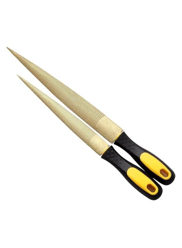 PROMASS Gold Wood Rasp 2-Piece Set, 8-Inch And 10-Inch Woodworking Files, Hardwood Files, Woodworking Sanding Tools, Carbon Steel Files With Rubber Handles, Tapered Files For Wood - Image 1