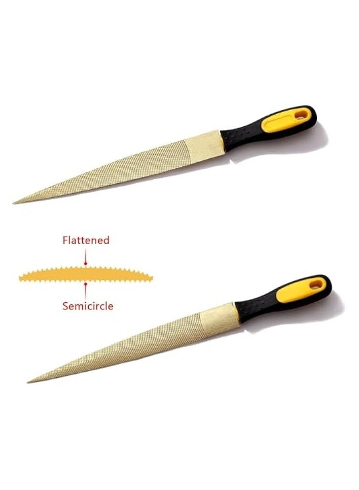 PROMASS Gold Wood Rasp 2-Piece Set, 8-Inch And 10-Inch Woodworking Files, Hardwood Files, Woodworking Sanding Tools, Carbon Steel Files With Rubber Handles, Tapered Files For Wood - Image 3