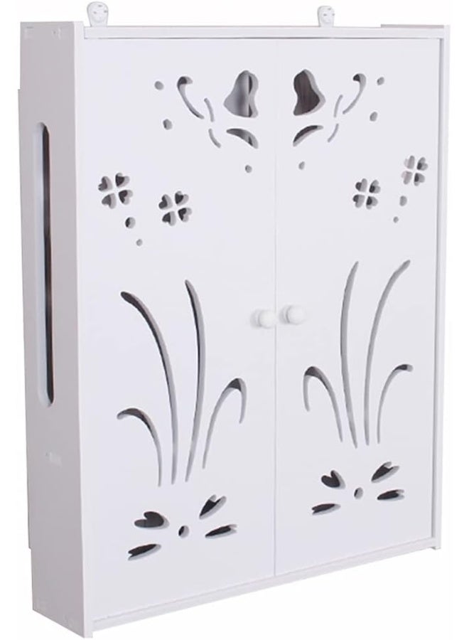 TPGP Mounted Router Bracket Floating Shelves WiFi Storage Box Shelf Power Strip Protector Hider Router Desktop Storage Box - Image 1