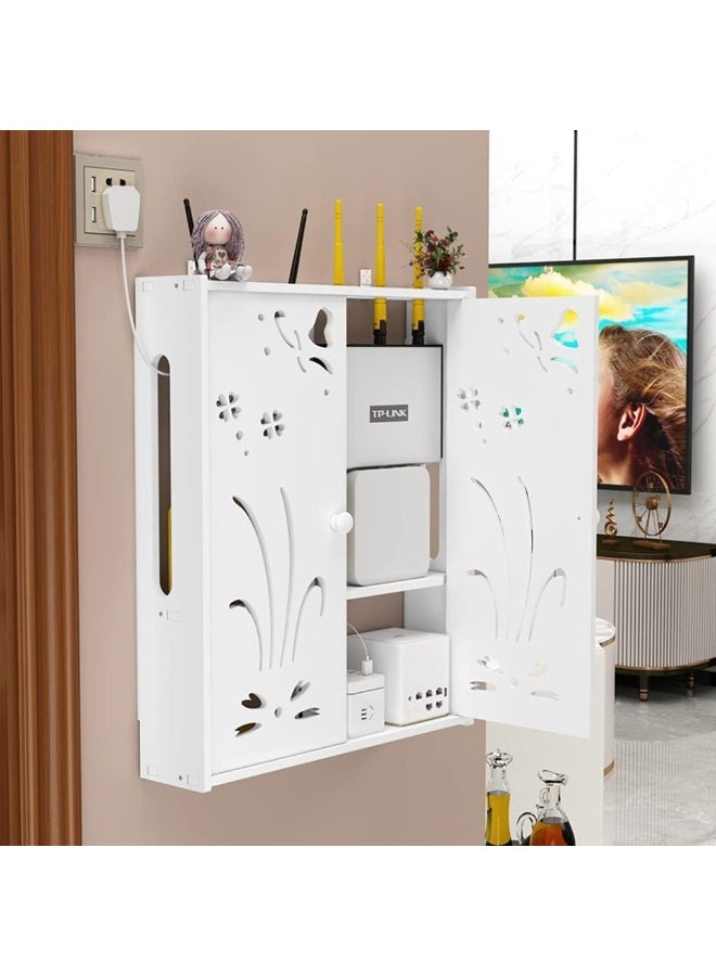 TPGP Mounted Router Bracket Floating Shelves WiFi Storage Box Shelf Power Strip Protector Hider Router Desktop Storage Box - Image 2