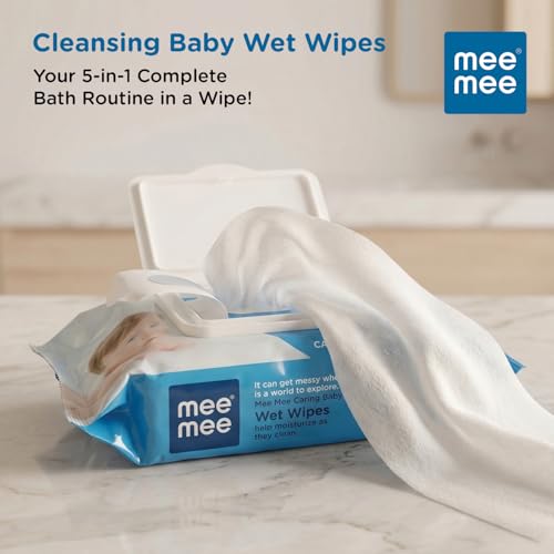 Mee Mee Wet Wipes for Baby Skin with Aloe Vera Paraben Free, Fragrance Free, pH Balanced, Dermatologically Safe, Baby Wipes Combo, 72 Wipes/Pack With Lid (Pack of 4 Wet Wipes) - Image 2