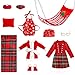 BEIREG Christmas Elf Doll Clothes Set Santa Bathrobe Plaid Dress Sleeping Bag Hammock Apron Boots Accessories for Girls Boys - Image 2