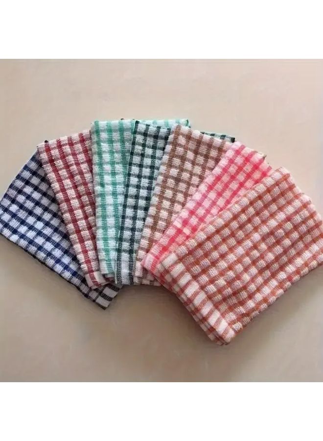 Red Absorbent Plaid Dish Towels Soft Reusable Kitchen Cleaning Cloths 1pc - Image 1