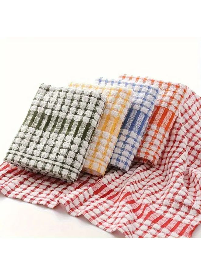 Red Absorbent Plaid Dish Towels Soft Reusable Kitchen Cleaning Cloths 1pc - Image 4