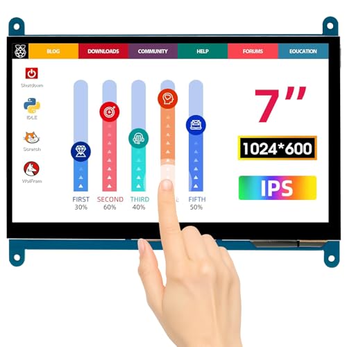 ELECROW 7 Inch 1024×600 Touchscreen for Raspberry Pi: IPS Capacitive Touch Screen LCD Display, Mini Portable Monitor Compatible with Raspberry Pi 5/4/3 BB Black Banana Pi Windows 11/10/8/7 Driver Free - Image 1