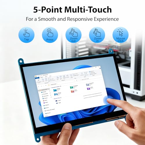 ELECROW 7 Inch 1024×600 Touchscreen for Raspberry Pi: IPS Capacitive Touch Screen LCD Display, Mini Portable Monitor Compatible with Raspberry Pi 5/4/3 BB Black Banana Pi Windows 11/10/8/7 Driver Free - Image 4