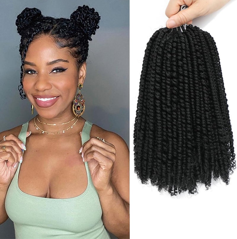 Micro Twist Crochet Hair 10 Inch 3 Packs Pretwisted Mini Passion Senegalese Hair Extensions for Women Natural Black 1B