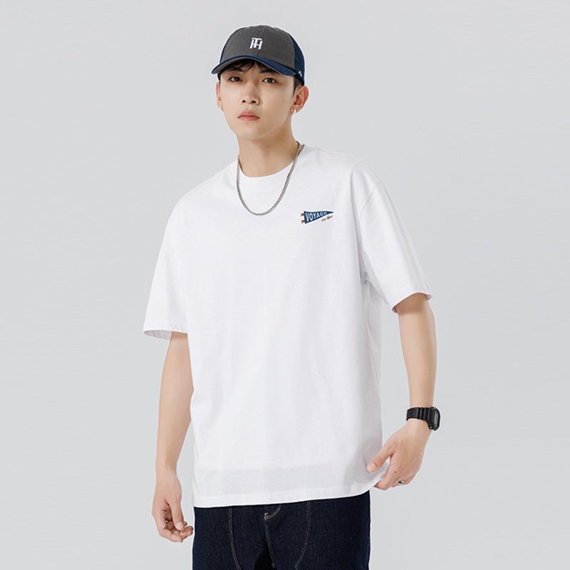 cloud summer outdoor style cotton short-sleeved T-shirt men's loose fashion brand printed casual half-sleeved men's top