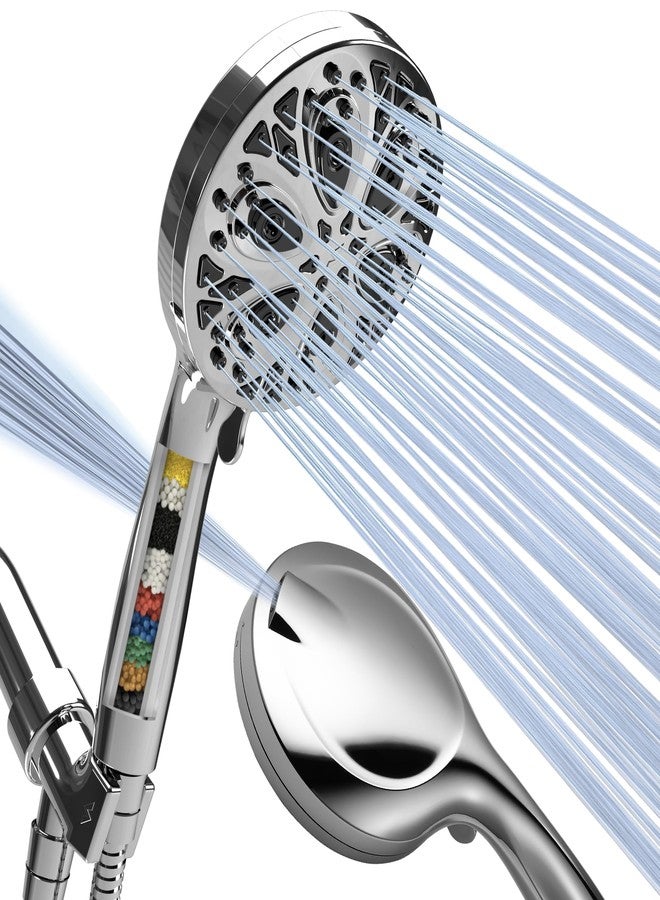SparkPod 10-Mode Handheld Shower Head with Filter - 5" High Pressure Filtered Shower Head with Touch-to-Clean Nozzles, Built-In Power Jet, Stainless Steel 6ft Hose & Bracket (Polished Chrome) - Image 1