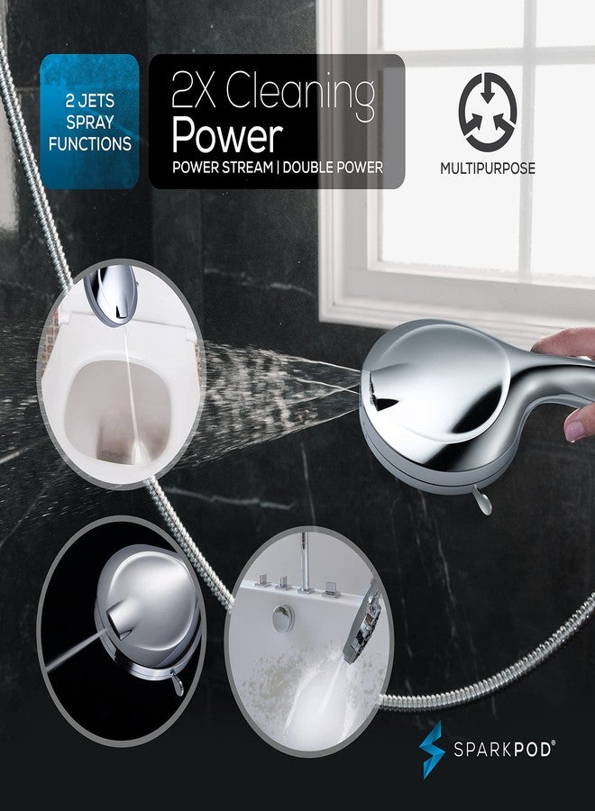 SparkPod 10-Mode Handheld Shower Head with Filter - 5" High Pressure Filtered Shower Head with Touch-to-Clean Nozzles, Built-In Power Jet, Stainless Steel 6ft Hose & Bracket (Polished Chrome) - Image 2