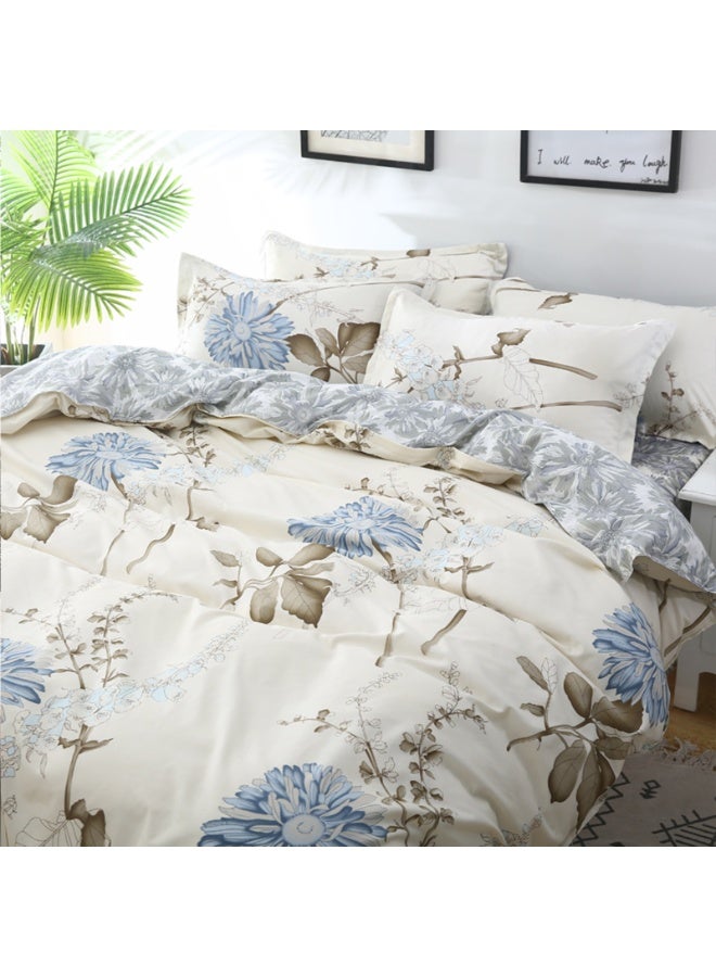 ZERIFAM 4 Piece Duvet Cover Set, Ultra Soft Microfiber Comforter Cover Set with Zipper Closur, Cotton Bedding Set with 2 Pillow Cases(200x230cm) - Image 1