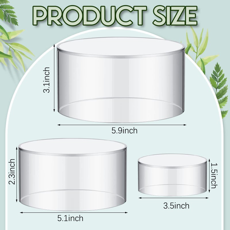 Jerify 6 Pcs Acrylic Risers Display Stands, 5.91'' 5.12'' 3.54'', Clear Round Nesting Pedestal Shelf with Hollow Bottom for Tabletop Jewelry Display, 3 Sized - Image 2