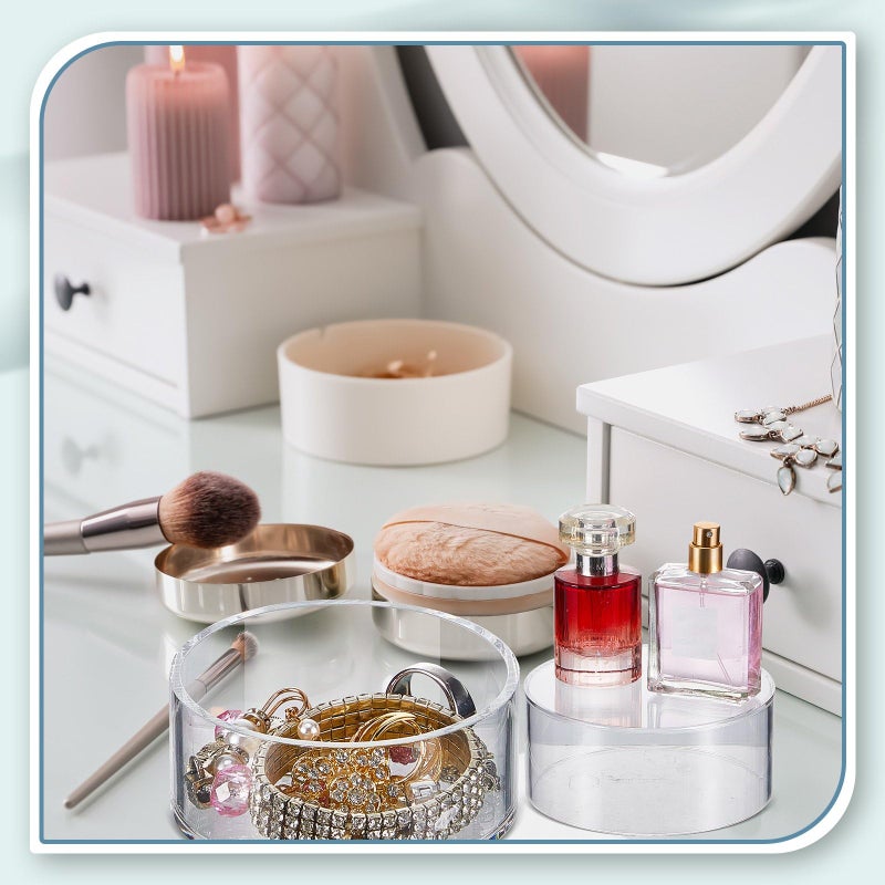 Jerify 6 Pcs Acrylic Risers Display Stands, 5.91'' 5.12'' 3.54'', Clear Round Nesting Pedestal Shelf with Hollow Bottom for Tabletop Jewelry Display, 3 Sized - Image 4