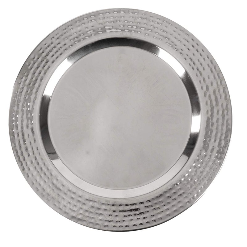 Colleta Home Stainless Charger Plate - 6 Pack - 13 inch Stainless Steel Chargers for Dinner Plates with Hammered Rim - Silver Charger Plates Set - Image 2
