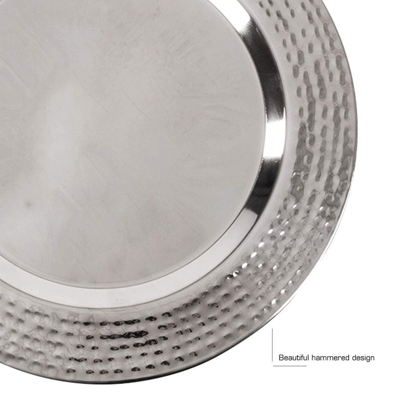 Colleta Home Stainless Charger Plate - 6 Pack - 13 inch Stainless Steel Chargers for Dinner Plates with Hammered Rim - Silver Charger Plates Set - Image 3