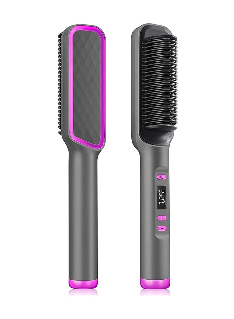 Zikra Hair Straightener Brush Ionic Hair Straightener Comb with 5 Temperature Settings LED Screen 30s Fast Heating Anti-Scald Negative Styling Comb Professional Women's Hairstyle Tools - Image 1