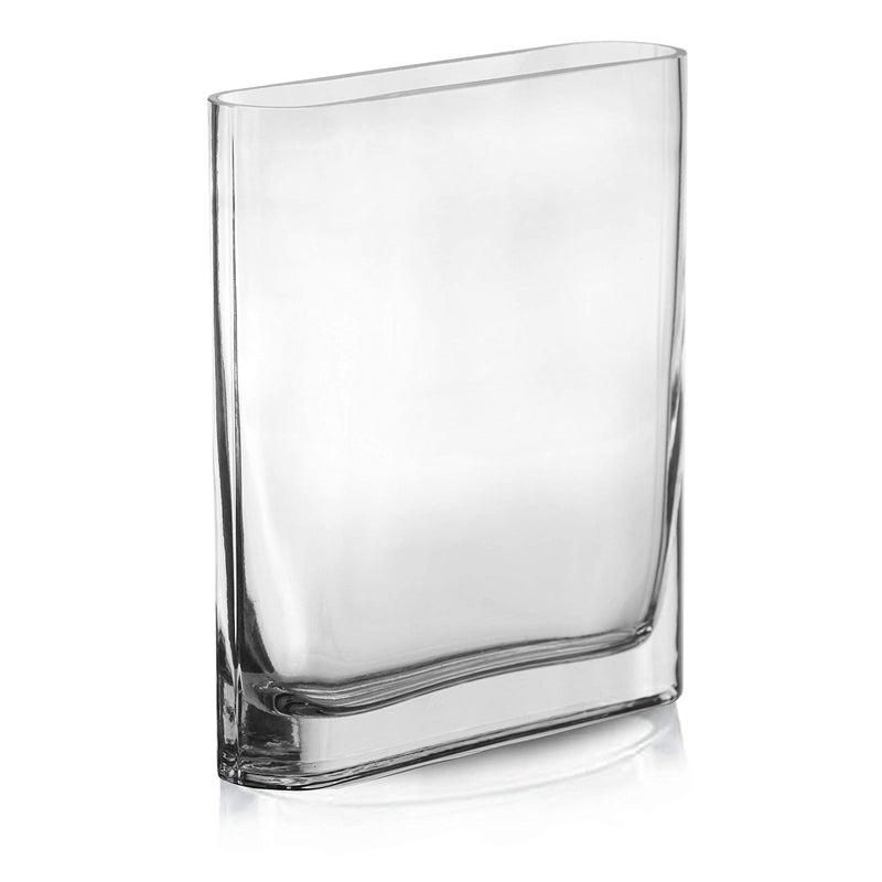 CYS EXCEL Glass Book Vase (H:8" Open:7"x2") Round Edge Oval Flower Vase Rectangular Wedding Centerpiece - Image 2