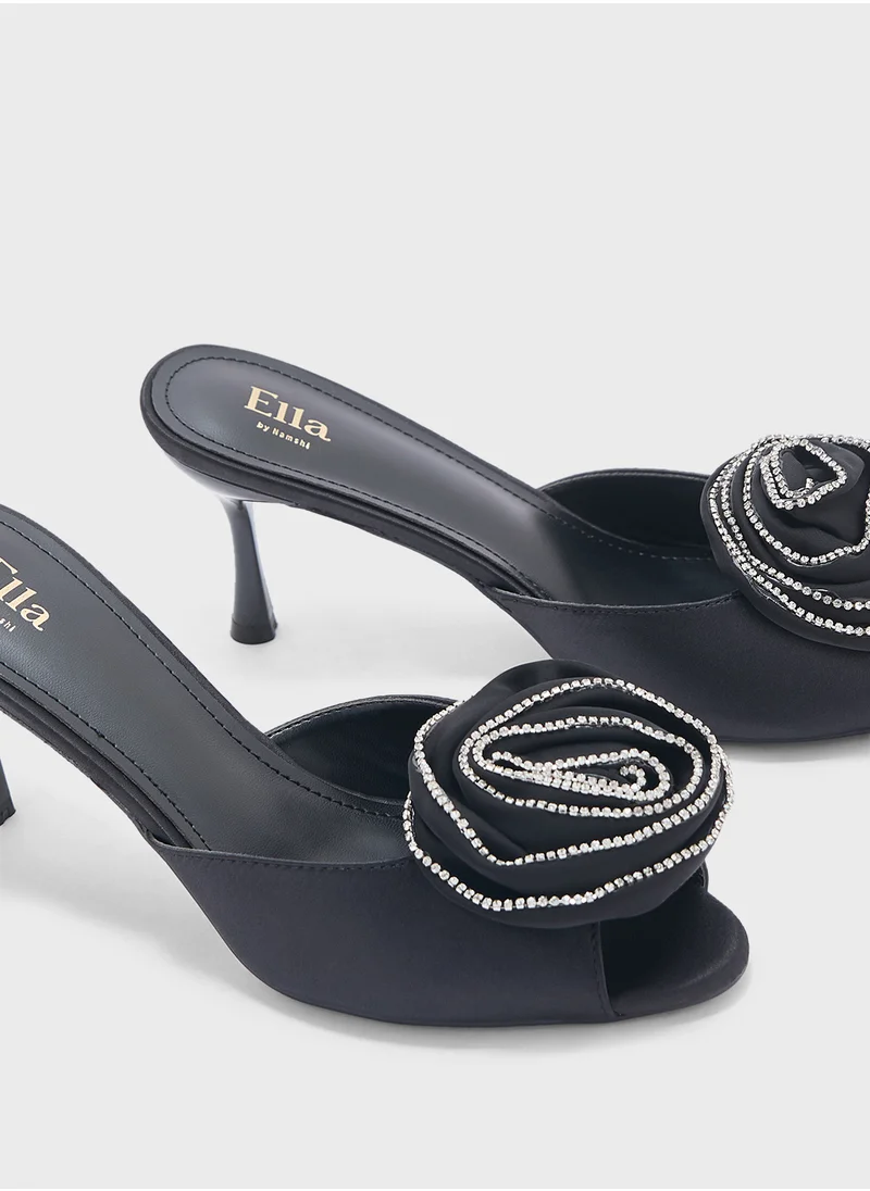 ايلا Diamante Rose Mule Heel Sandal