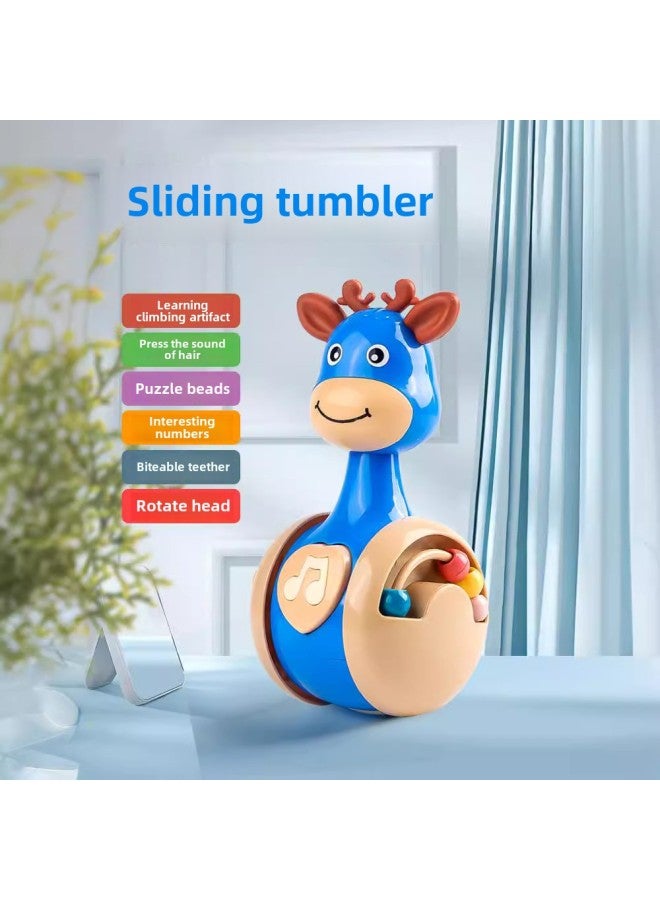 Sliding Deer Tumbler Baby Soothing Puzzle Early Education 0-3 Years Old Baby Learning Crawling Children's Toys Wholesale-Color:Blue Deer  - Image 3