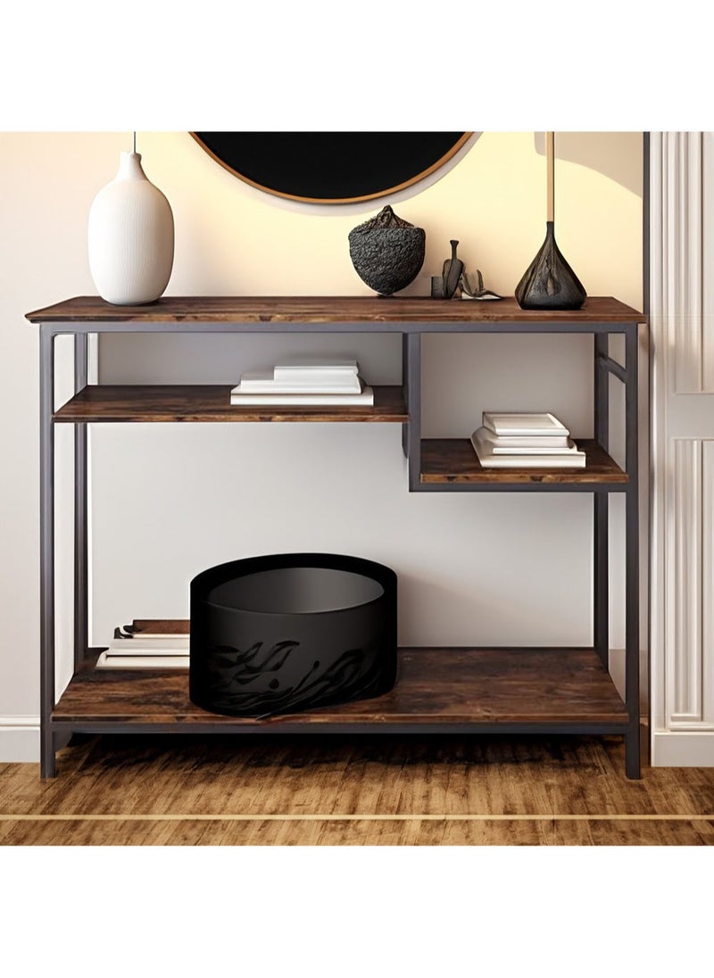 AGD - Side Entrance Table for Living Room Office Home , Console Table with 4 Layer Storage Shelves 120*30*90cm - Image 1