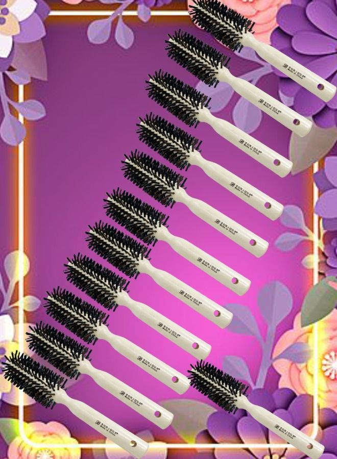 12 Pieces Round Hair Brush C203-065 Black