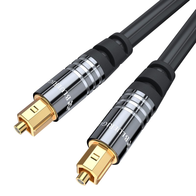 BlueRigger Digital Optical Audio Toslink Cable (15FT, Fiber Optic, Aluminum Shell, 24K Gold-Plated) - Compatible with Home Theatre, Sound Bar, TV, Xbox, PlayStation PS4 â€“ Premium Series - Image 1