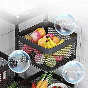 DHVAJA Kitchen Trolley with Wheels Kitchen Organizer Items and Storage Solutions for Squre Kitchen Organizer and Kitchen Accessories Items BlackLayer 3 - Image 5