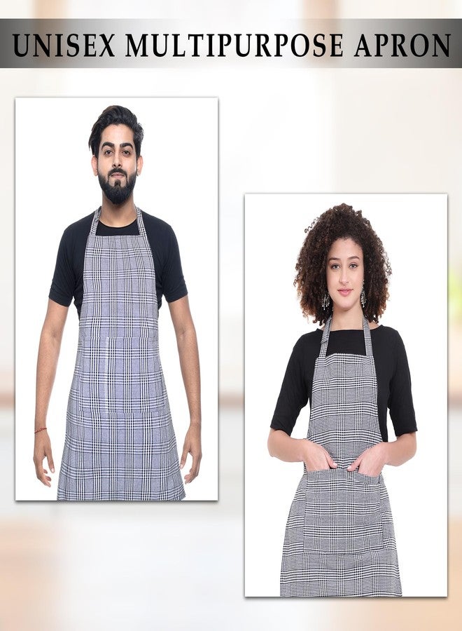 GLUN مآزر طهي من GLUN®، تصميم مربعات بيضاء صغيرة، عبوة من قطعتين، مئزر طاهٍ بحزام رقبة قابل للتعديل وجيبين للرجال والنساء - Image 4