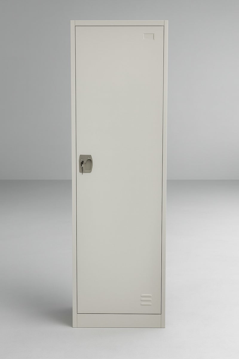 Karnak Metal Storage Locker Cabinet – Single Door, 5 Shelves with Hanging Rod, Lockable Steel Wardrobe for Home, Office, Gym, Staff Room – 185cm Height - Image 3