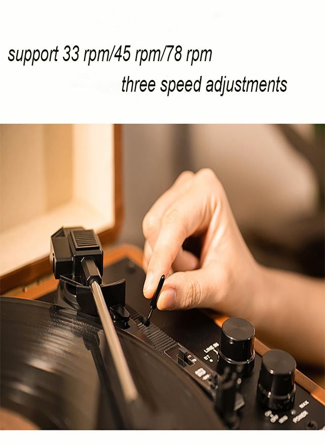 Vinyl Record Player Wireless Turntable with Built-in Speakers and USB Belt-Driven Vintage Phonograph Record Player 3 Speed for Entertainment and Home Decoration