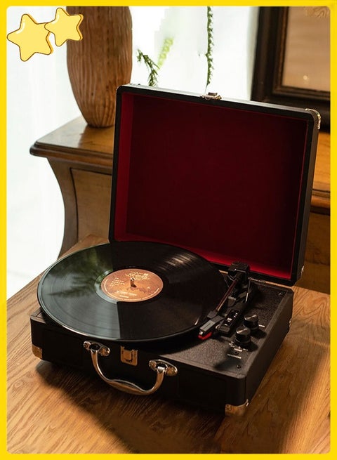 Vinyl Record Player Wireless Turntable with Built-in Speakers and USB Belt-Driven Vintage Phonograph Record Player 3 Speed for Entertainment and Home Decoration