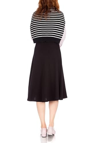 Dani's Choice Everyday High Waist A-line Flared Skater Midi Skirt (S, Black) - Image 4