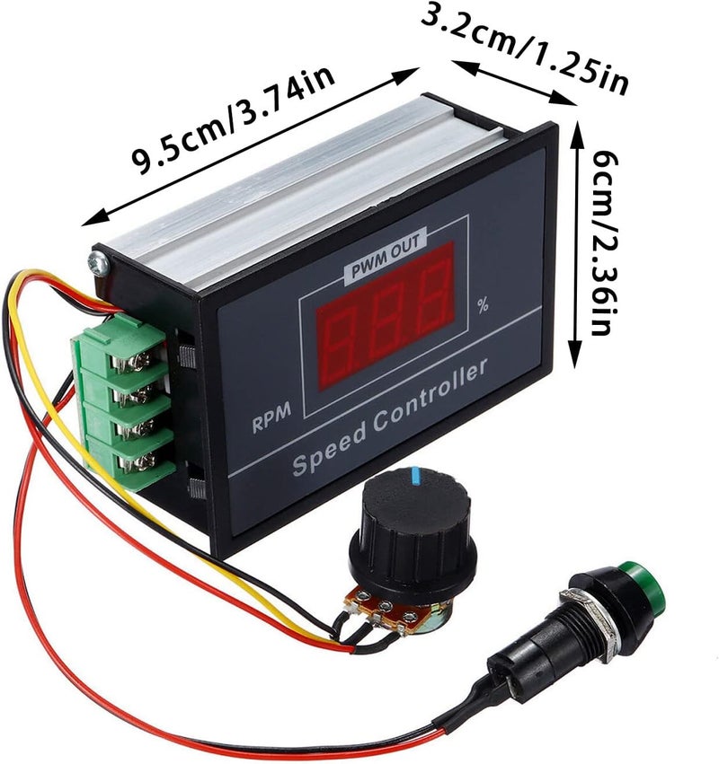 فلاين PMW 6-60V 12V 24V 36V 48V 30A PWM وحدة تحكم سرعة محرك DC، محكم سرعة قابل للتعديل بدون درجات، مفتاح سرعة متغير، لوحة دائرة تحكم LED مع شاشة عرض، مفتاح بدء وإيقاف - Image 3