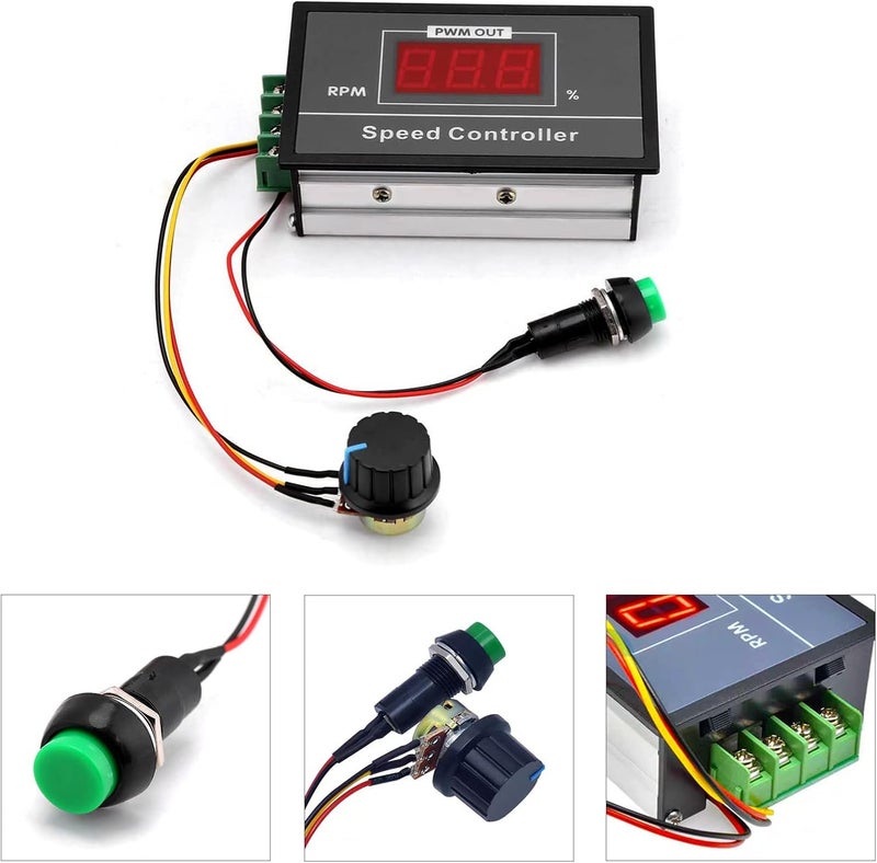 فلاين PMW 6-60V 12V 24V 36V 48V 30A PWM وحدة تحكم سرعة محرك DC، محكم سرعة قابل للتعديل بدون درجات، مفتاح سرعة متغير، لوحة دائرة تحكم LED مع شاشة عرض، مفتاح بدء وإيقاف - Image 4