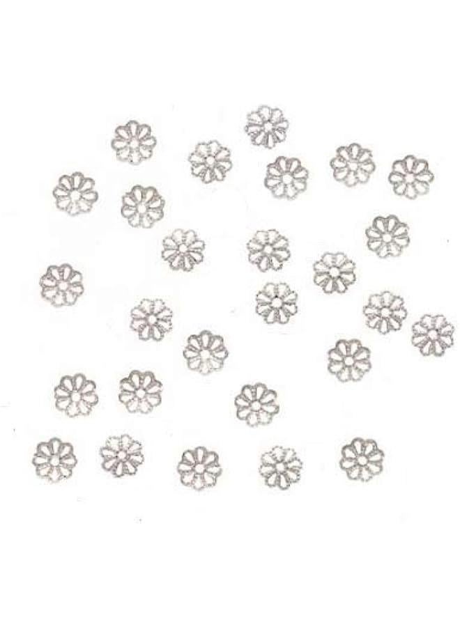 100PCS Silver Color Open Petal Flower Bead Caps for Jewelry Making,9MM - Image 2