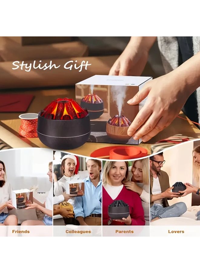 مرطب صامت يعمل بالطاقة عبر منفذ USB، ذو حبيبات خشب داكن، مزود بوضعين للضباب المزدوج، وديكور مدمج للمكتب - Image 1
