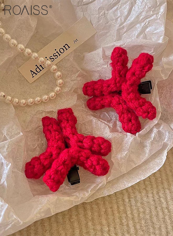 رويس 4 قطع من دبابيس الشعر المضحكة واللطيفة، دبوس شعر على شكل قطرة ماء زرقاء، دبوس شعر غاضب من القطيفة الحمراء، مشبك منقار البط البسيط والممتع، مناسب للارتداء اليومي أثناء المهرجانات - Image 3