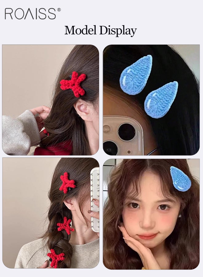 رويس 4 قطع من دبابيس الشعر المضحكة واللطيفة، دبوس شعر على شكل قطرة ماء زرقاء، دبوس شعر غاضب من القطيفة الحمراء، مشبك منقار البط البسيط والممتع، مناسب للارتداء اليومي أثناء المهرجانات - Image 2