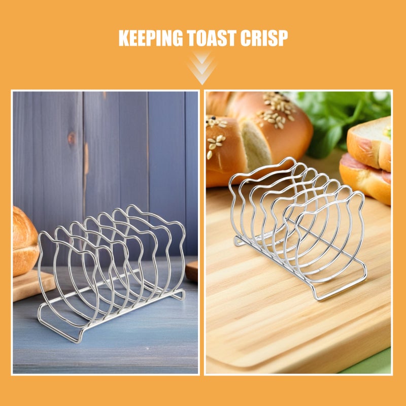 Toast Rack Countertop: Small Toast Holder Rack | 6 Slices Bread Stand | Reusable Stainless Steel Loaf Stand for Kitchen Tabletop - Image 4