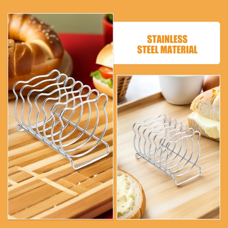 Toast Rack Countertop: Small Toast Holder Rack | 6 Slices Bread Stand | Reusable Stainless Steel Loaf Stand for Kitchen Tabletop - Image 2