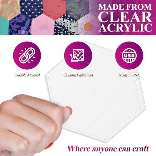 LaserThing Hexagon Quilting Template Set - 7" with 1/4" Seam Allowance - Durable Acrylic Templates for Quilting, Patchwork, Crafting, & Sewing Projects - Clear Templates for Accurate Designing - Image 4