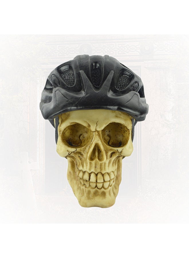 Loquat Decoration Spooky Realistic Skull Model Simulation Horror Resin Skeleton Head Props Scary Decoration Accessories-Color:Riding Cap Skull - Image 2