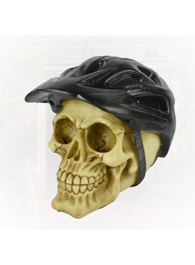 Loquat Decoration Spooky Realistic Skull Model Simulation Horror Resin Skeleton Head Props Scary Decoration Accessories-Color:Riding Cap Skull - Image 1