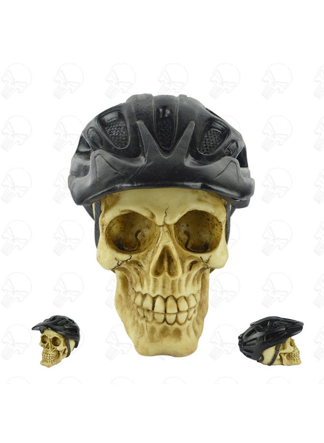Loquat Decoration Spooky Realistic Skull Model Simulation Horror Resin Skeleton Head Props Scary Decoration Accessories-Color:Riding Cap Skull - Image 5