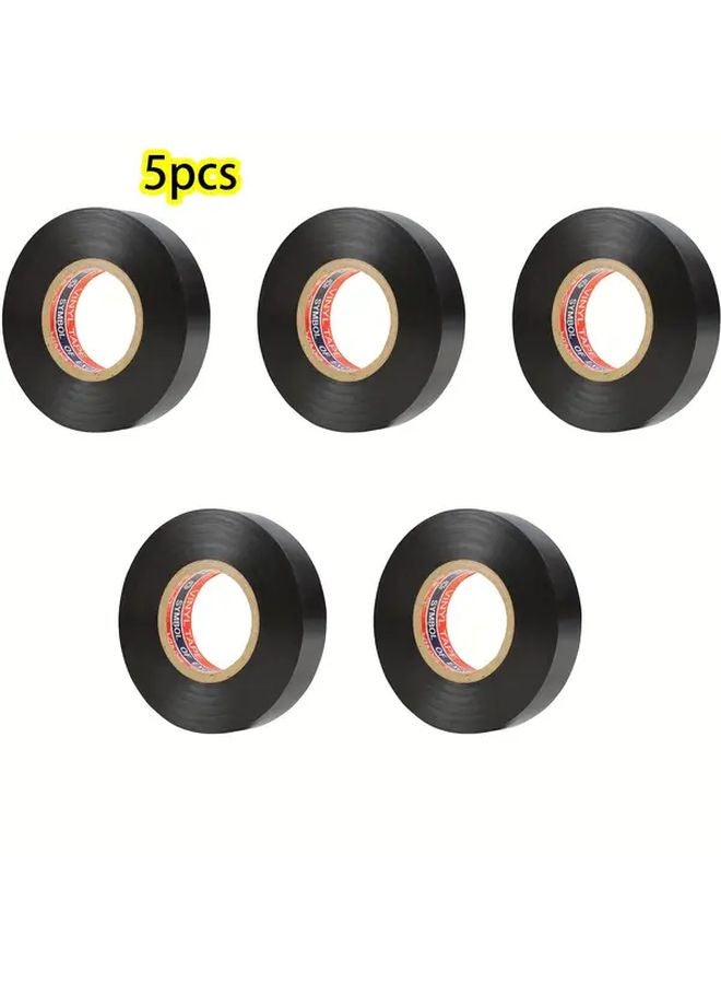 5 قطع شريط عازل كهربائي أسود 16 مم × 16 م مقاوم للماء من البولي فينيل كلوريد لأسلاك السيارات - Image 2